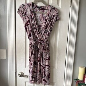 Banana Republic Maroon and Pink Paisley Dress